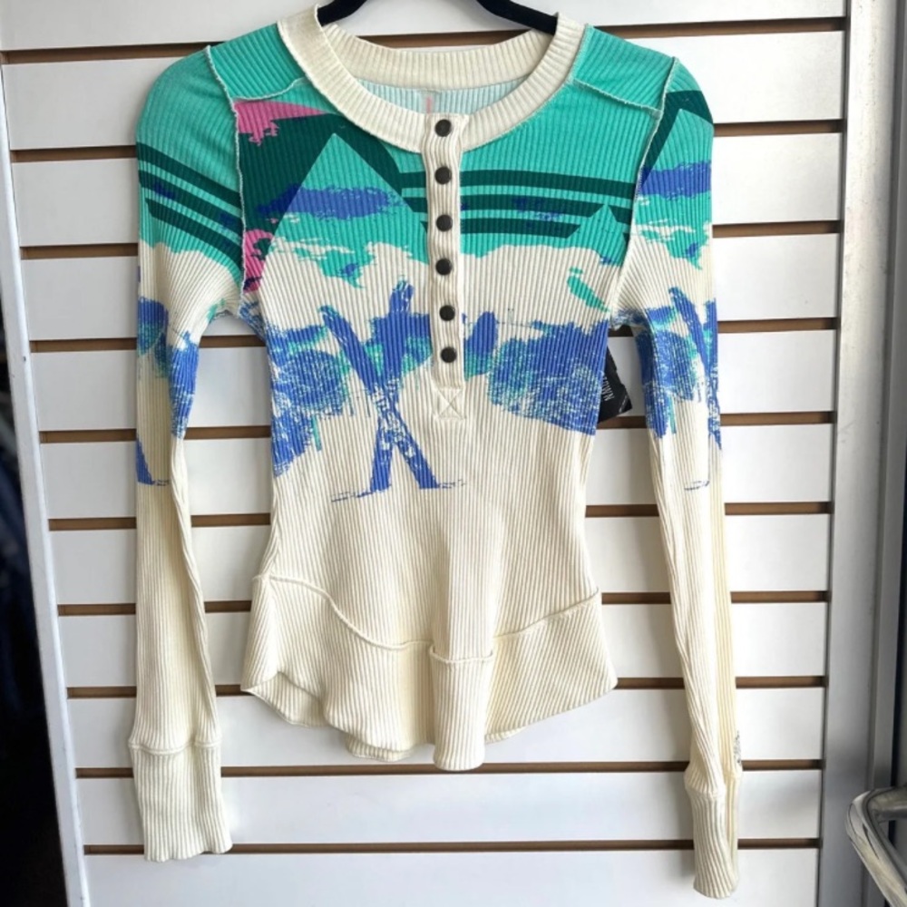 FREE PEOPLE Long Sleeve Ski Top -M - Picture 4 of 11